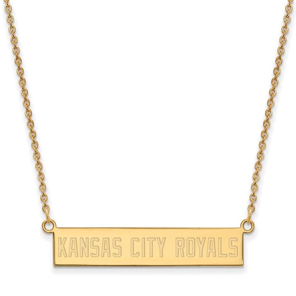 14K Gold Plated S.S. MLB Kansas City Royals Bar Necklace, 18 Inch
